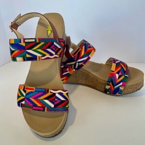 New Volatile multi color open toe sandal.